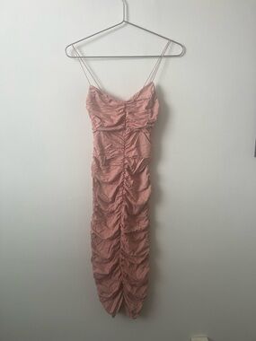 ASOS Ruched Spaghetti Strap Midi Dress - Blush